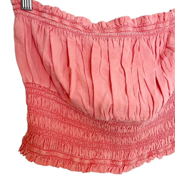 ANTHROPOLOGIE Pilcro Ruffled Ruched Slinky Tube Top in Coral - Picture 6 of 11